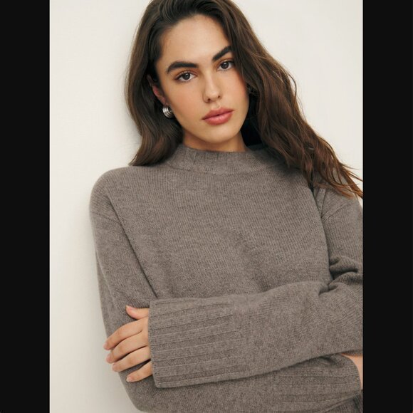 Reformation Mer Regenerative Wool Sweater in Dormouse - Picture 1 of 4